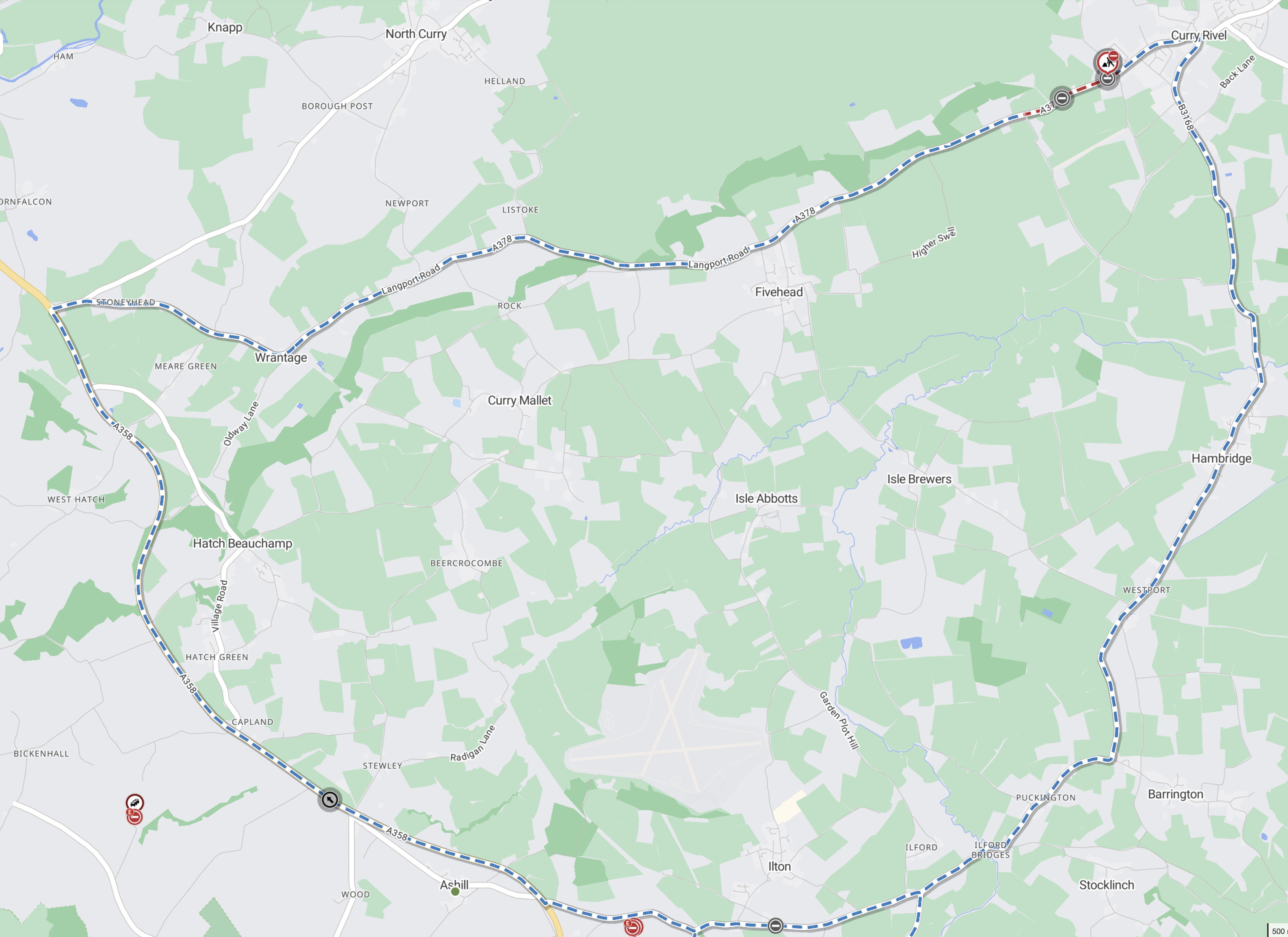 map showing road closed